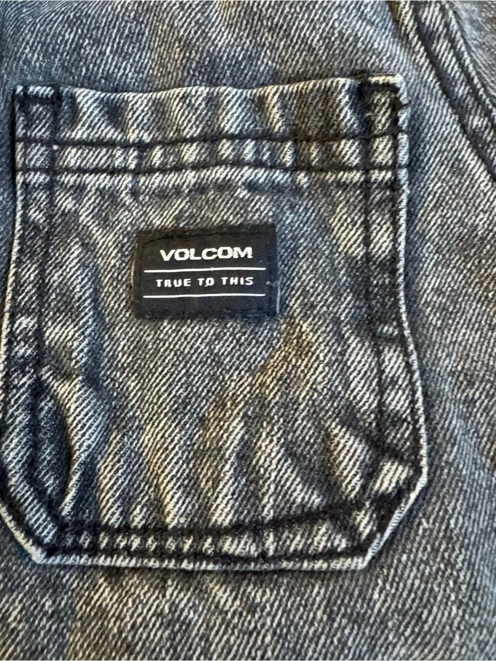 Volcom Kids Hooded Jean Jacket in Gray Wash with Black Hood